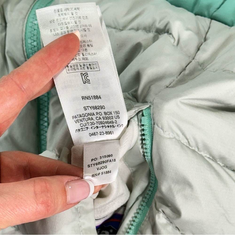 Patagonia kids reversible down puffer jacket hooded winter coat girls L - Picture 12 of 16